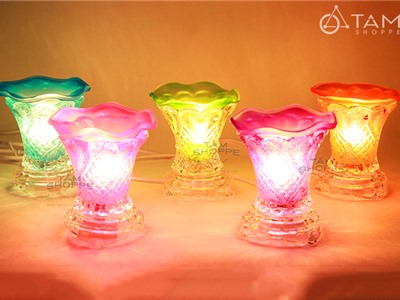 Đèn xông tinh dầu thủy tinh họa tiết trái tim [Tặng bóng đèn] DXTDD-TT-01